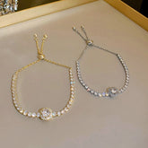 Full of Rhinestones Adjustable Stainless Steel Bracelet For Women